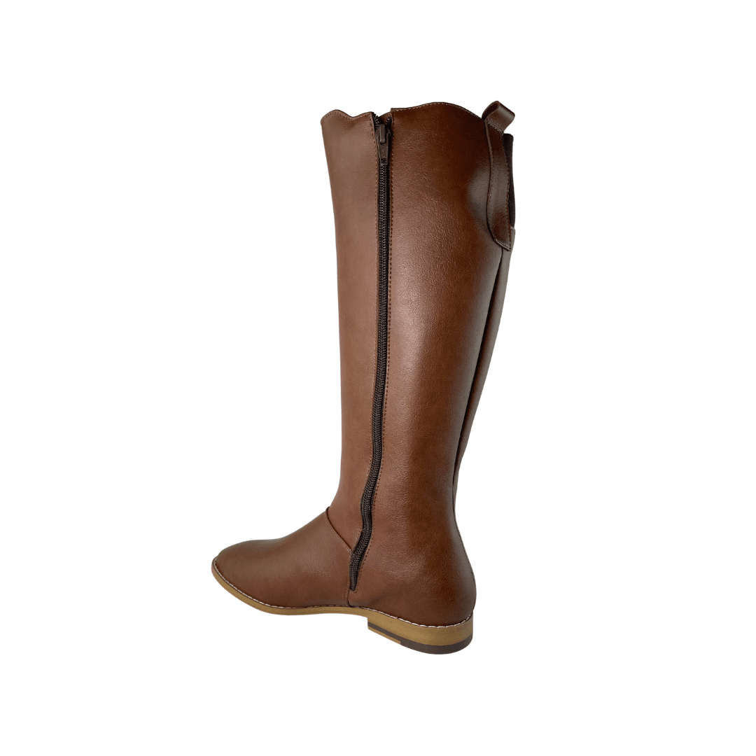 'Holly' vegan leather knee-high riding boot by Zette Shoes - cognac