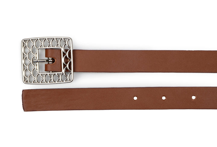 'Aislin' women's vegan leather belt Zette - cognac