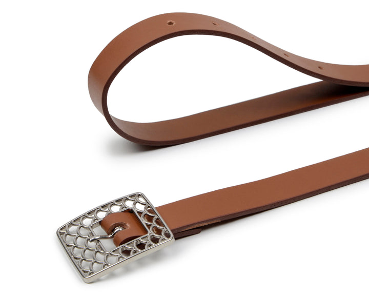 'Aislin' women's vegan leather belt Zette - cognac