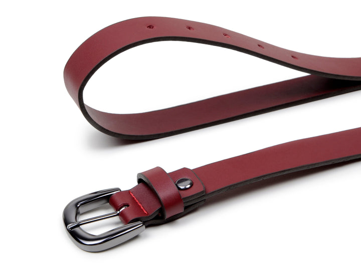 'Eliza' women's vegan leather belt Zette - burgundy