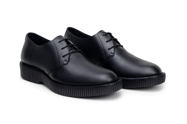 'Rogerio' men's creeper sole derby in vegan leather by Zette Shoes - black