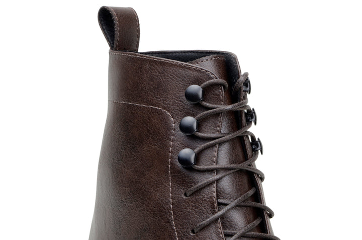 'Regis' men's creeper sole lace-up boot in vegan leather by Zette Shoes - espresso