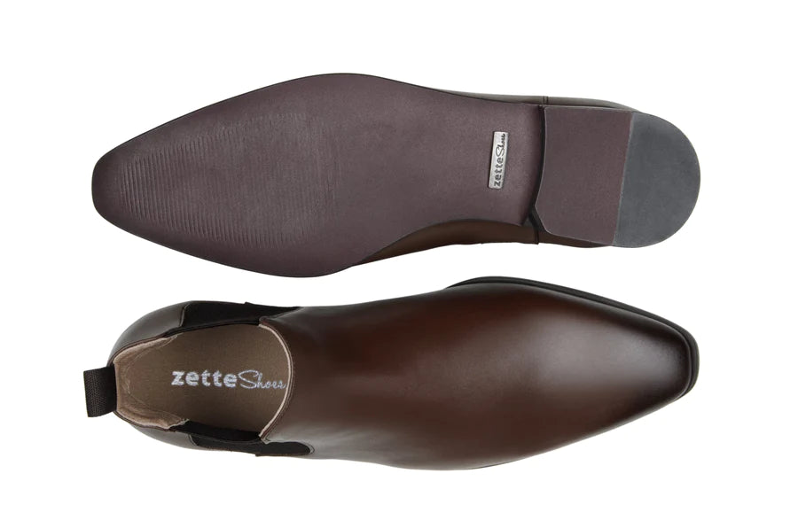 'Sterling' wide-fit (EEE) men's vegan Chelsea by Zette Shoes - cognac