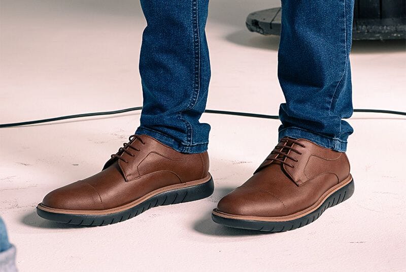'Jack' men's wide-fit EEE vegan-leather shoe by Ahimsa - cognac
