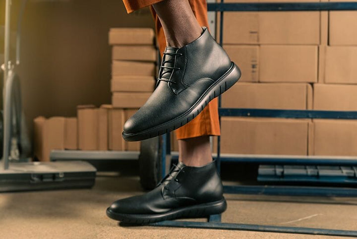 'Liam' men's wide-fit EEE vegan-leather shoe by Ahimsa - black