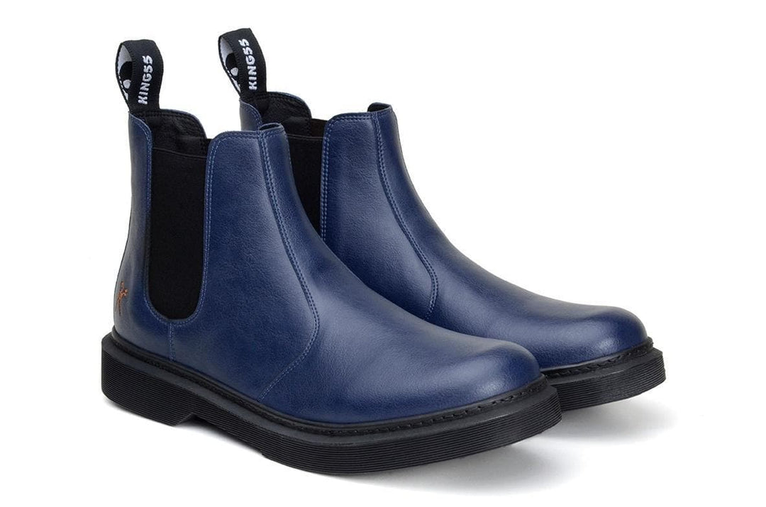 'Brick Lane' matte navy vegan Chelsea boot by King55 - Vegan Style