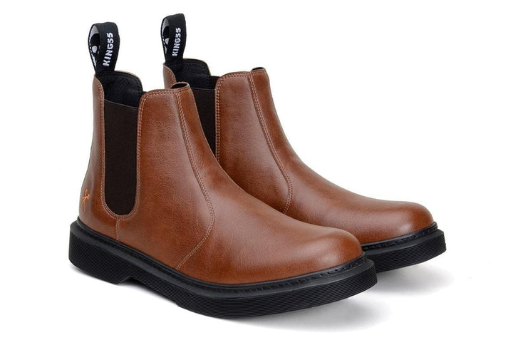 'Brick Lane' matte cognac vegan Chelsea boot by King55 - Vegan Style