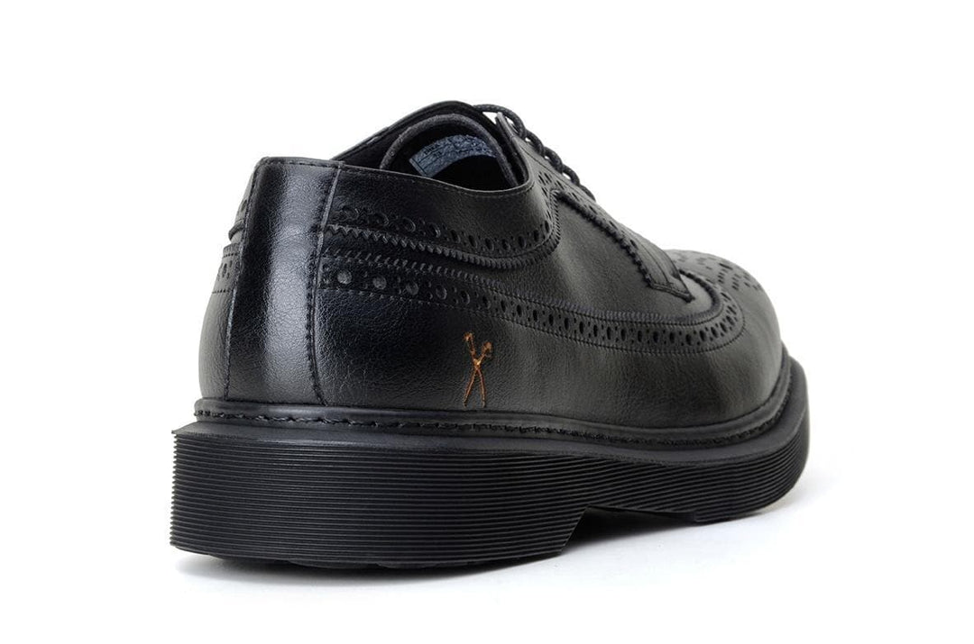 'Brogue UK' matte black vegan lace-up shoe by King55 - Vegan Style