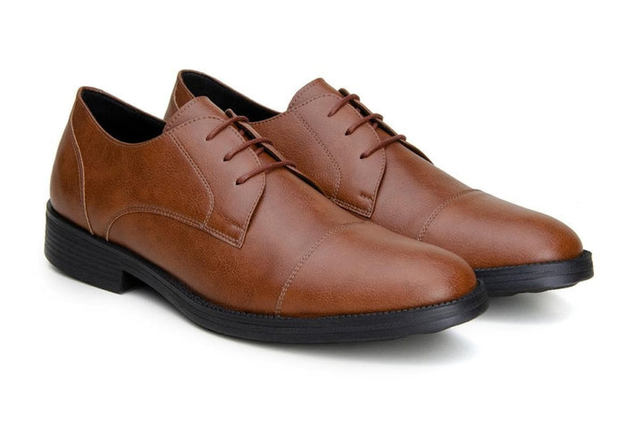 Classic vegan leather derby by Vincente Verde -  cognac - Vegan Style