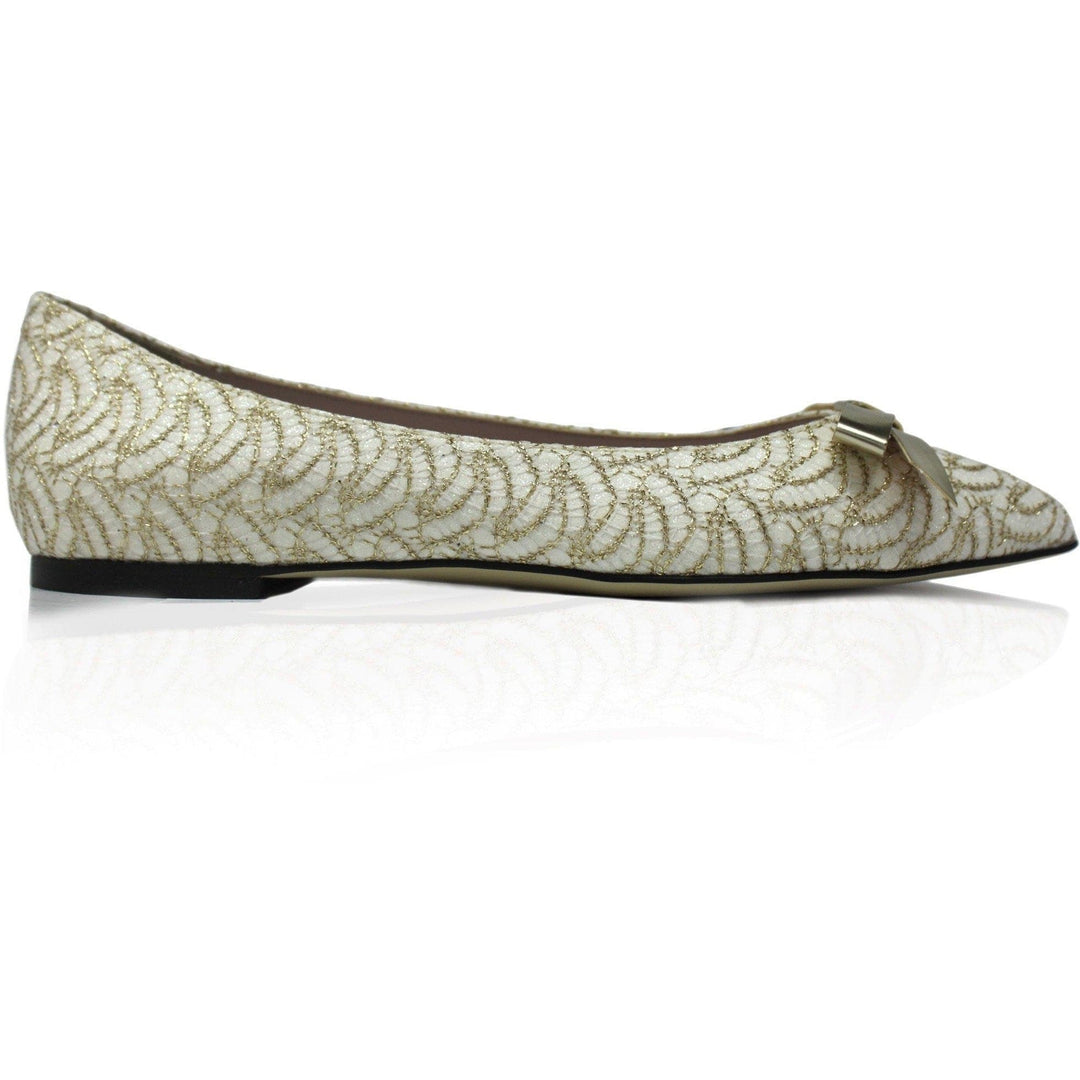 'Nina' Bow Ballet Flats (White Lace) by Zette Shoes - Vegan Style