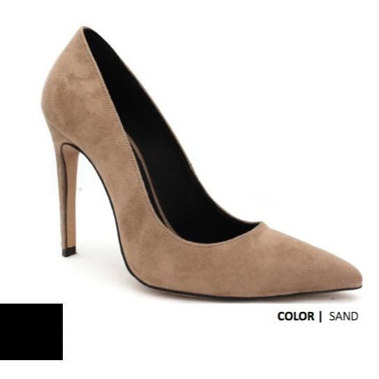 Faux-Suede 110mm High Heels (Sand) by FAIR Shoes - Vegan Style