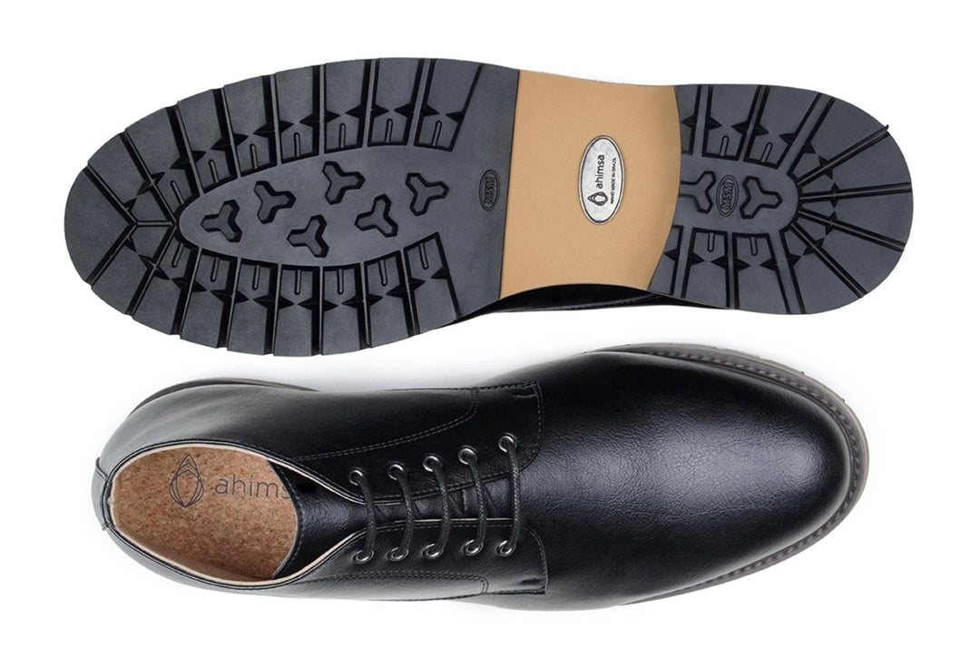 'Roger' vegan men's lace-up boots by Ahimsa - black - Vegan Style