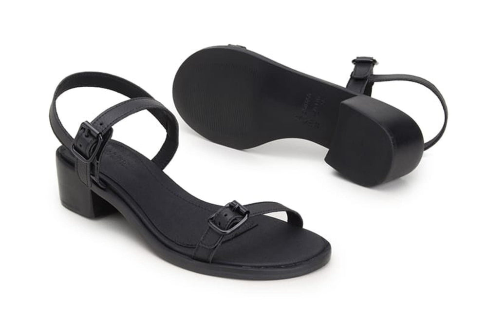 'Lucia' vegan low-heel sandal by Ahimsa - black