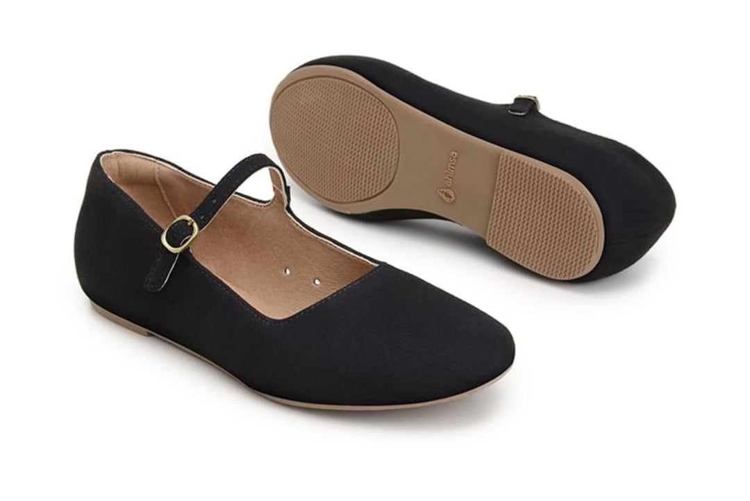 'Gabriella' Vegan-Suede Flats by Ahimsa - Black