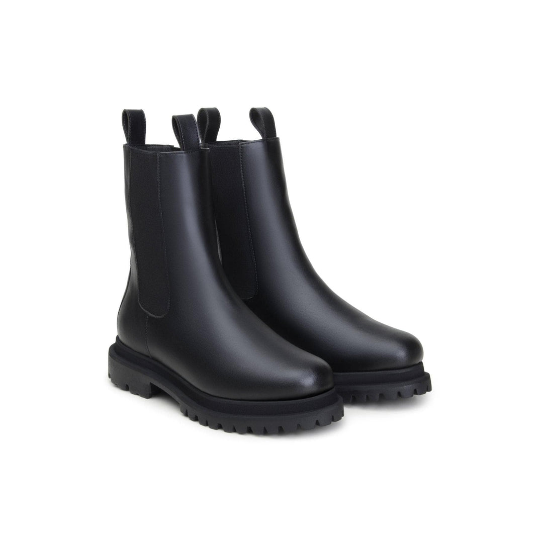 'Chloe' black vegan-leather chelsea boot with chunky sole by Zette Shoes