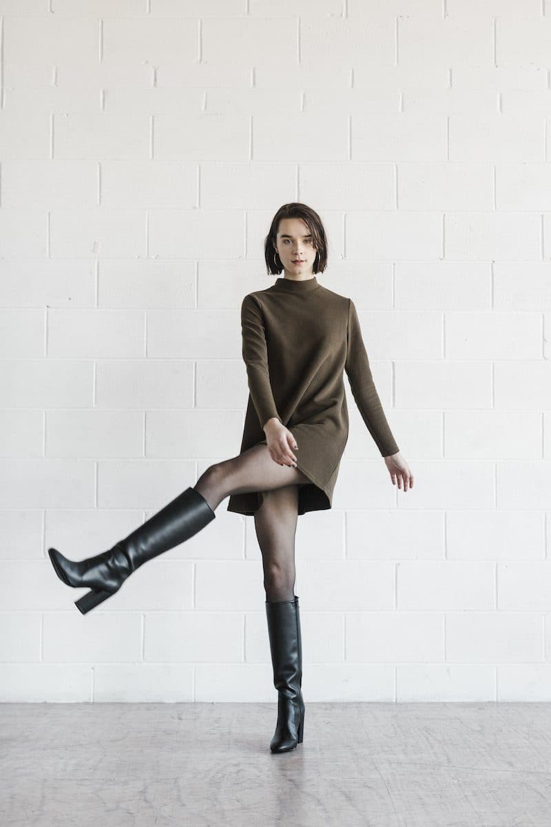 Claudia women's vegan heeled knee boots. Shop ethical women's vegan leather boots from Zette Shoes Australia.