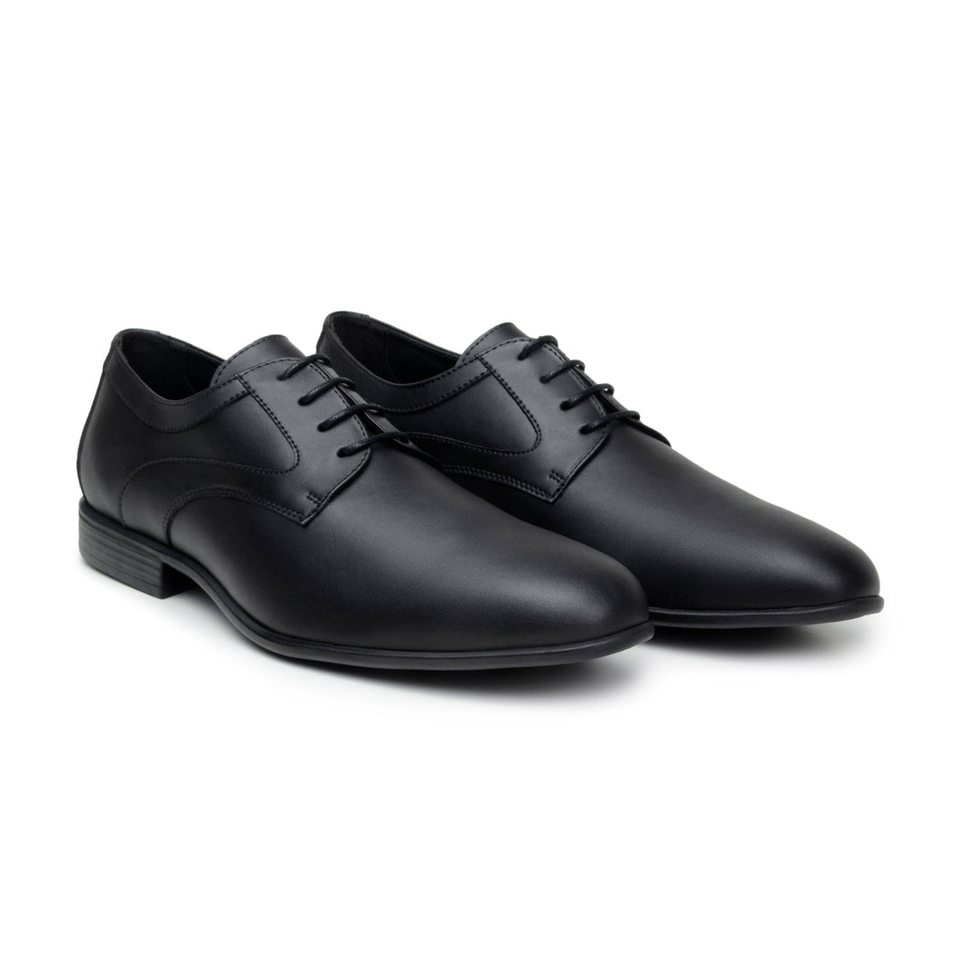 'Justin' vegan-leather black vegan men's derby by Zette Shoes - black