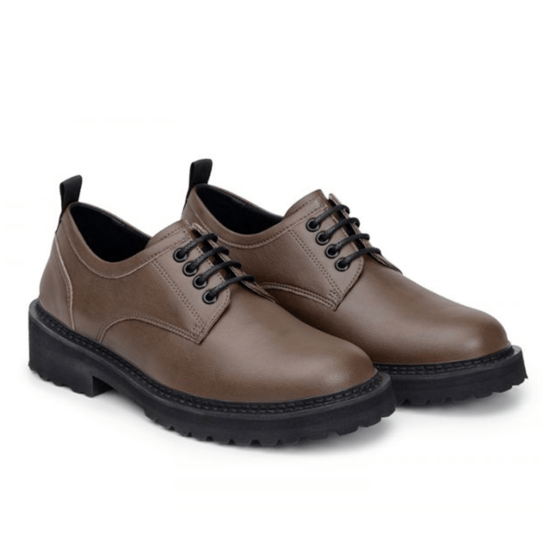 'Everyday Derby' unisex vegan shoe with chunky sole by Ahimsa - cognac