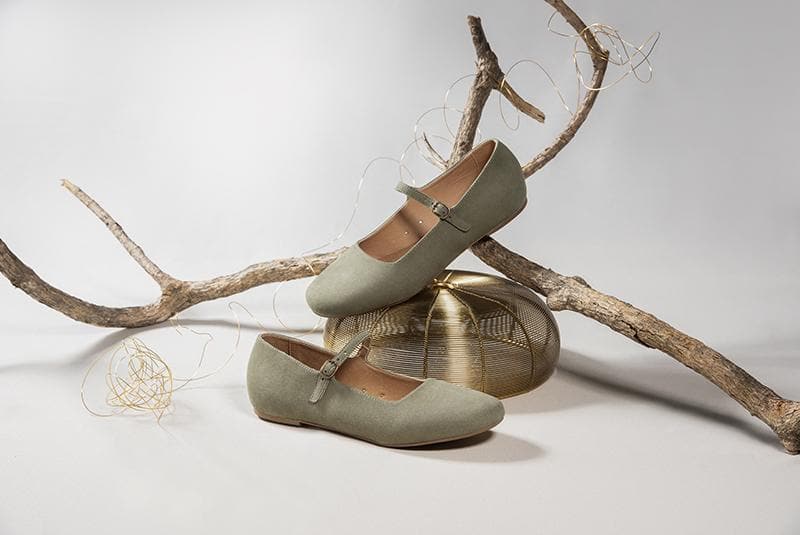'Gabriella' vegan-suede flats by Ahimsa Shoes - red
