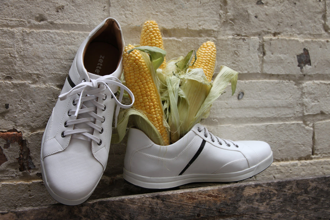 'Ciaran' men's corn-leather 🌽 sneaker by Zette Shoes - white