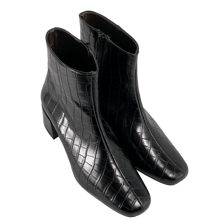 'Jacqui' vegan ankle boot by Zette Shoes - black croc