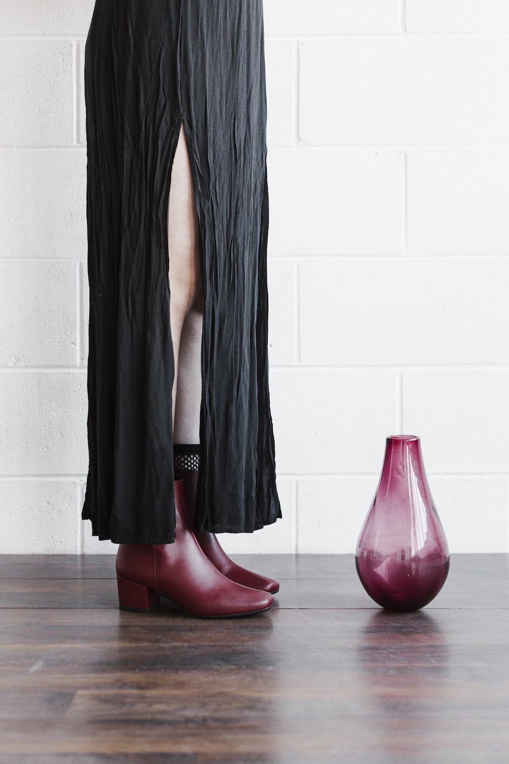 Jacqui vegan leather ankle boots in Burgundy red