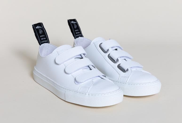 'Keith' vegan-leather sneaker with velcro straps by Good Guys don't Wear Leather - white - Vegan Style