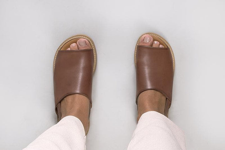 'Bella' women's vegan sandals by Ahimsa - cognac - Vegan Style