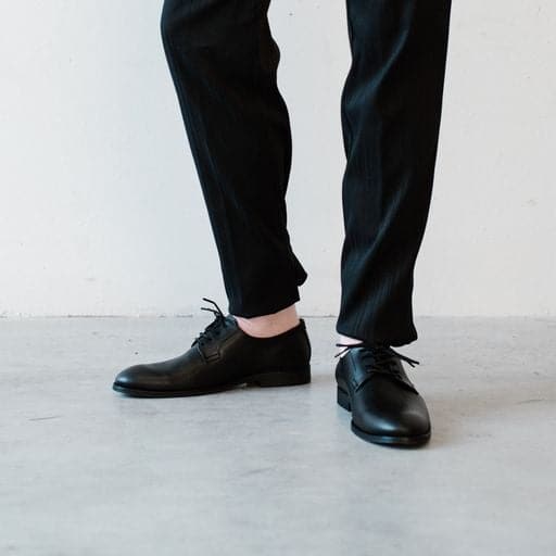 'Gideon' classic vegan derby round toe by Zette Shoes - black