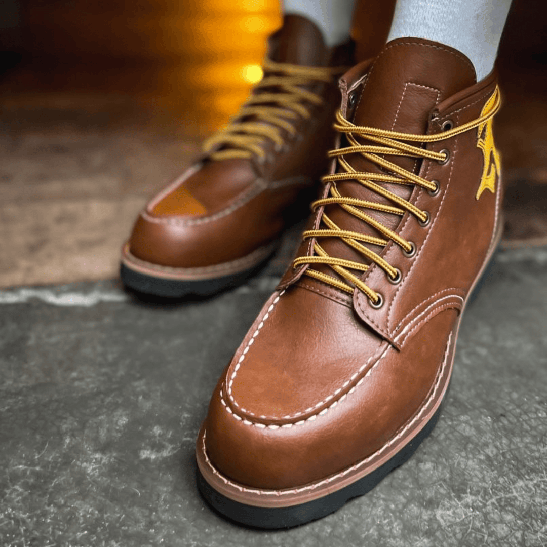 'Redwing' Vegan lace-up work boot by King55 - Cognac