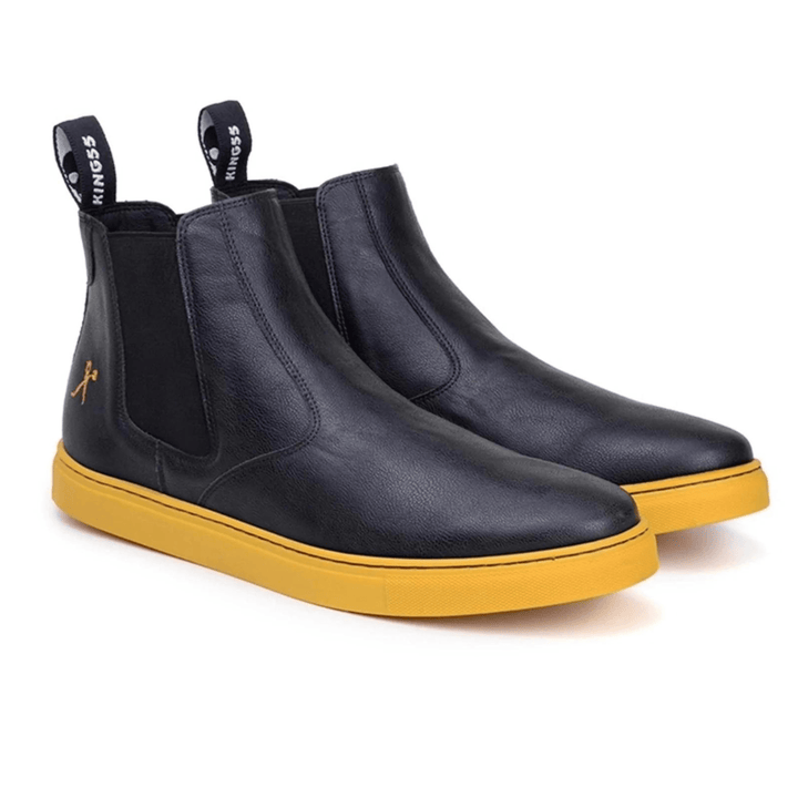 'Tokio' chelsea boot by King 55 - black with yellow outsole