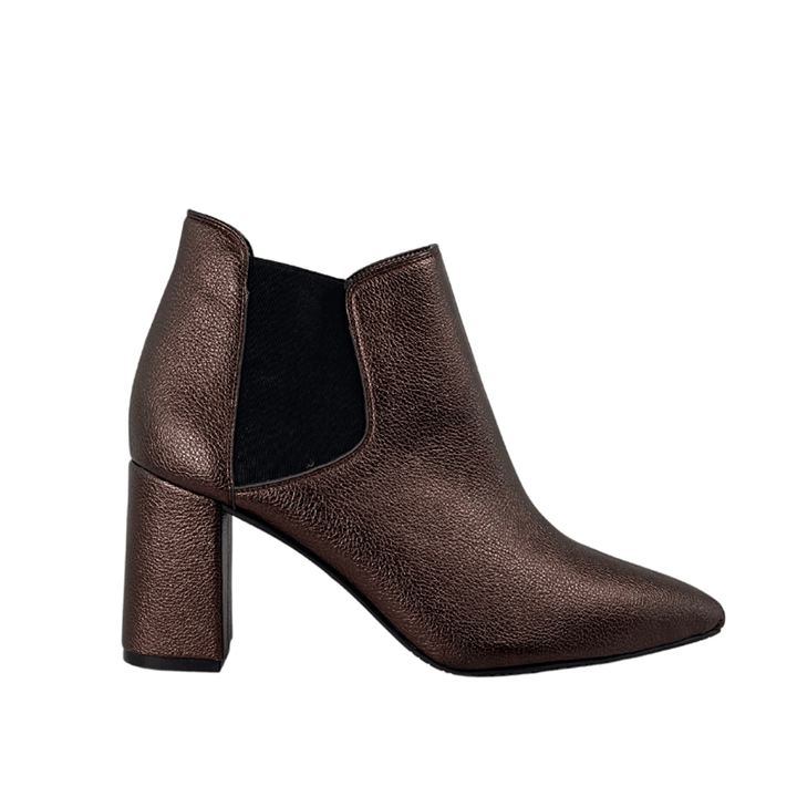 'Rachel' vegan-leather Chelsea bootie by Zette Shoes - bronze