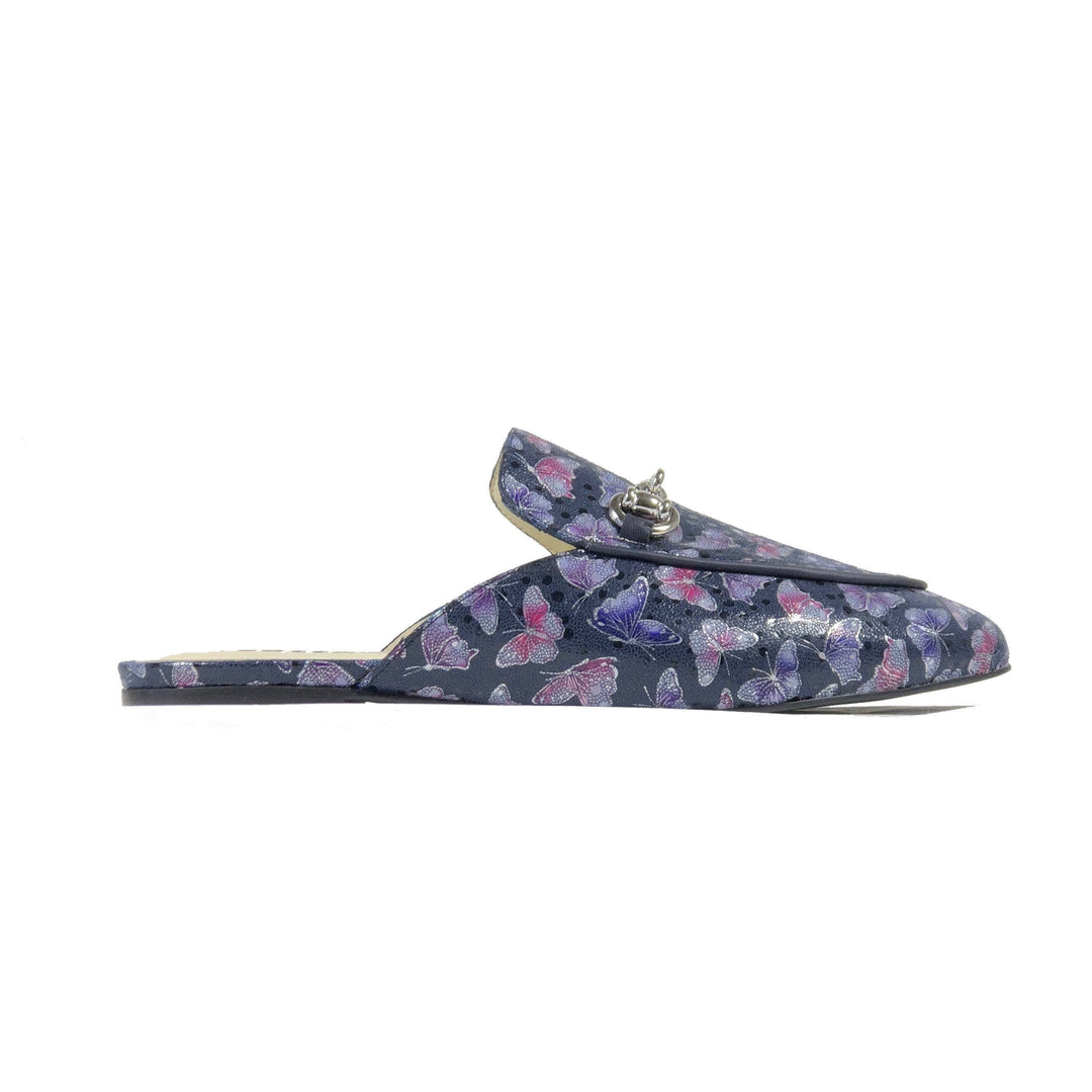 'Lucinda' vegan textile slides by Zette Shoes - deep navy - Vegan Style