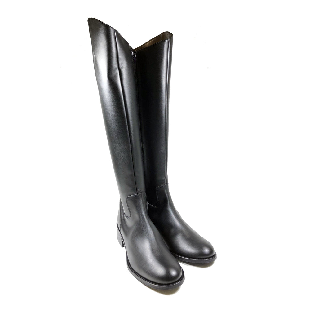 'Christine' black knee-high boots in vegan-leather by Zette Shoes - Vegan Style