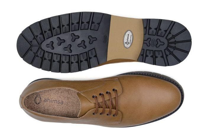 'David' men's derby shoe by Ahimsa - tan - Vegan Style