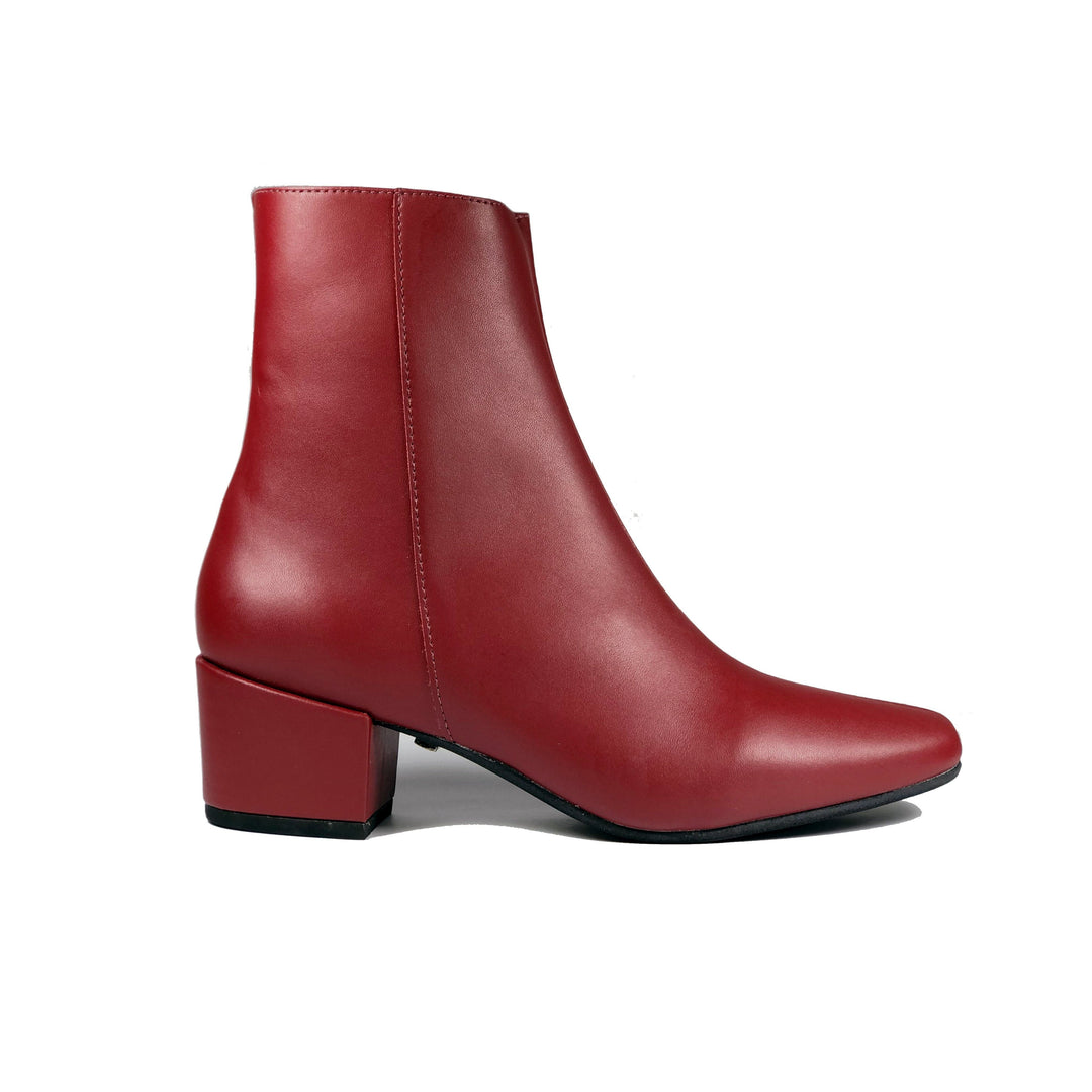 'Jacqui' vegan-leather ankle boot by Zette Shoes - burgundy