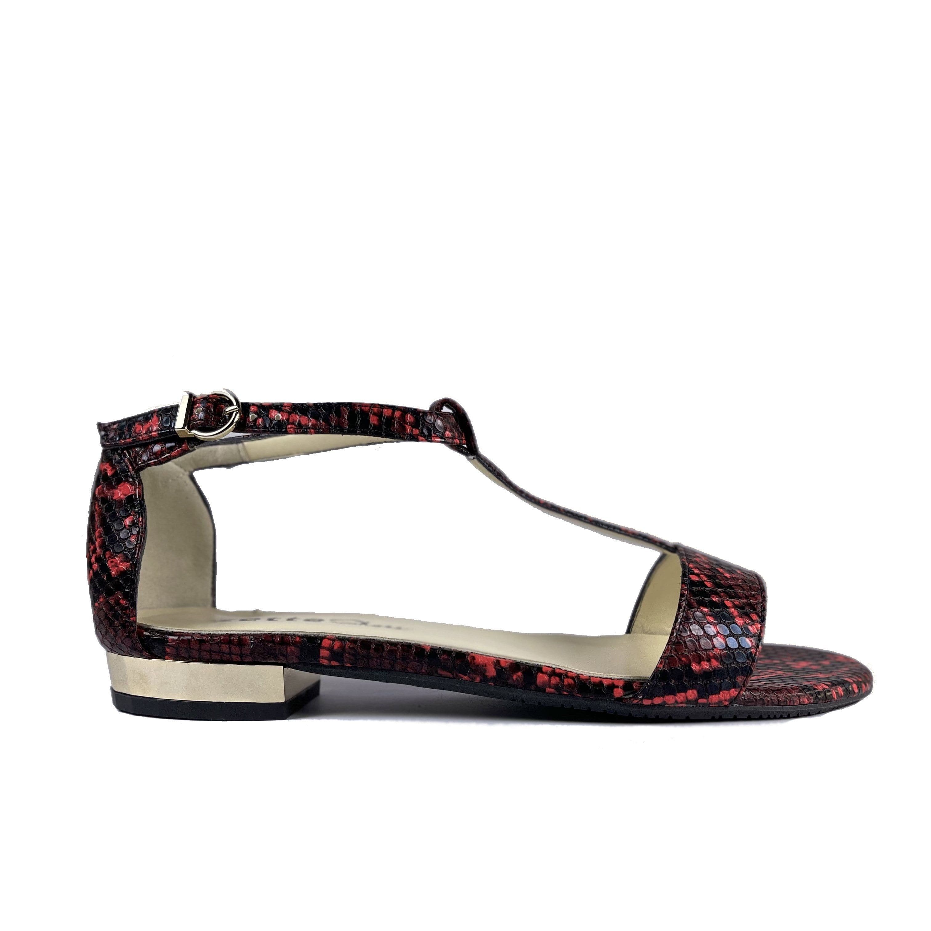 Red on sale snakeskin sandals