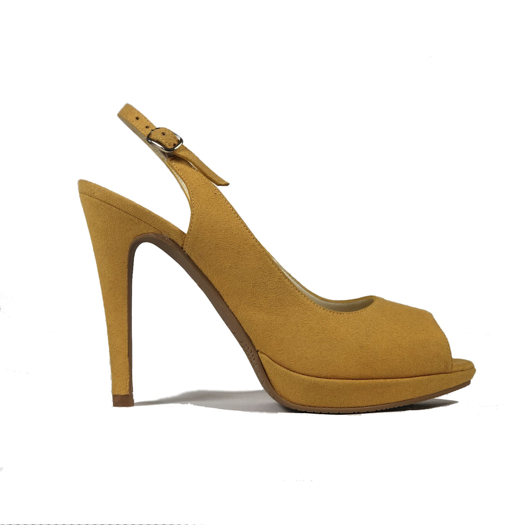 'Maddison' vegan suede slingback heel by Zette Shoes - mustard - Vegan Style