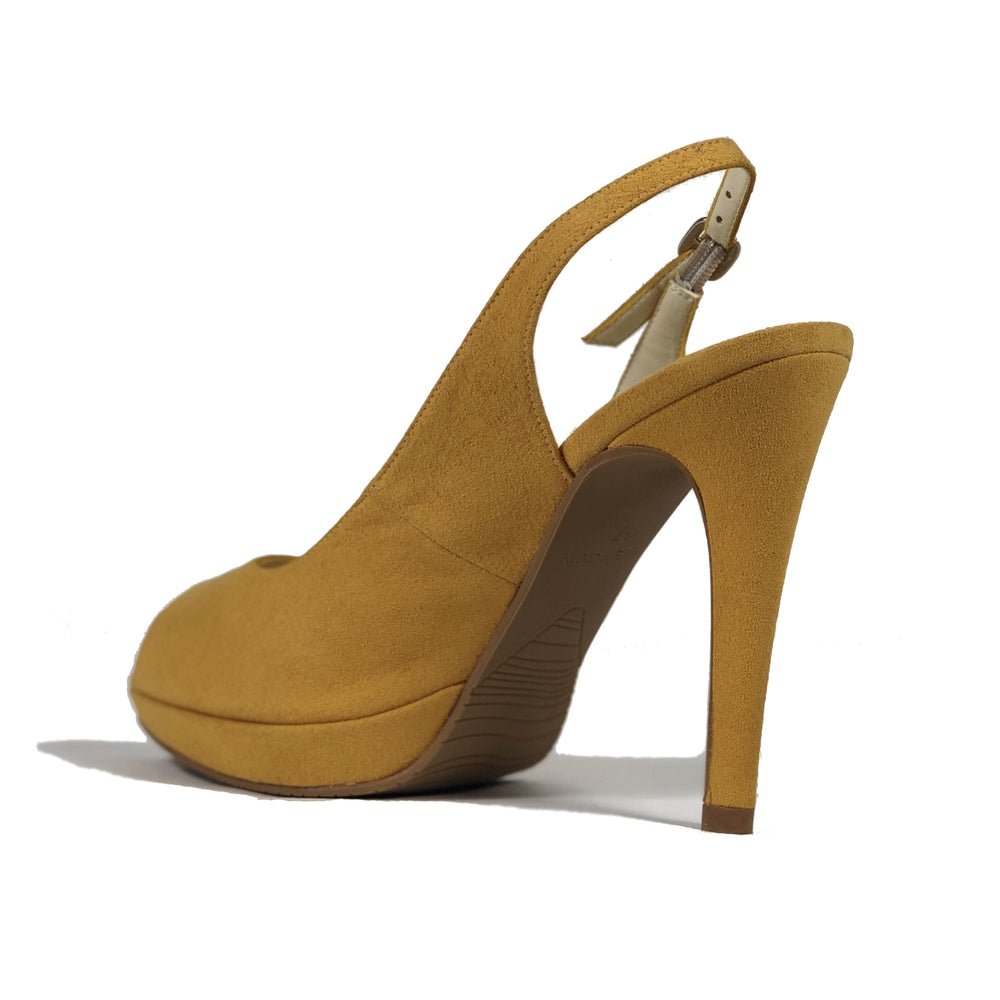 'Maddison' vegan suede slingback heel by Zette Shoes - mustard - Vegan Style