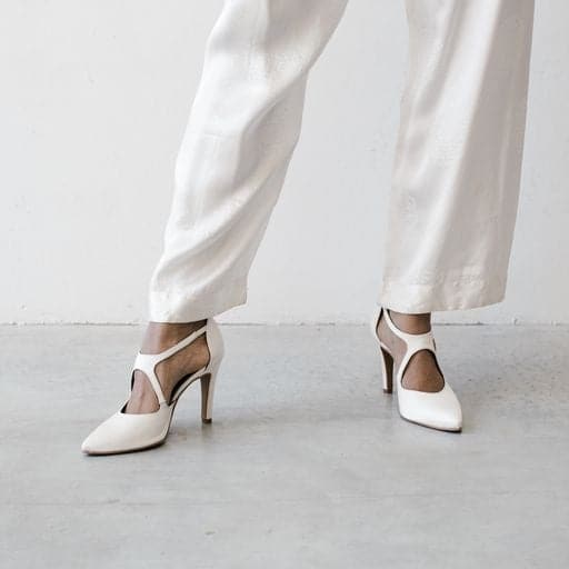 'Maqueta' ivory satin vegan stiletto by Zette Shoes