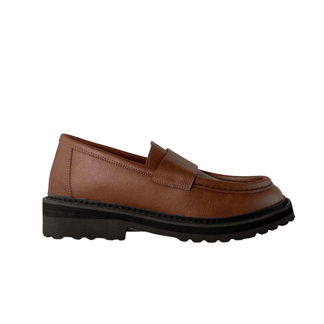 'Everyday Loafer' unisex vegan shoe with chunky sole by Ahimsa - cognac