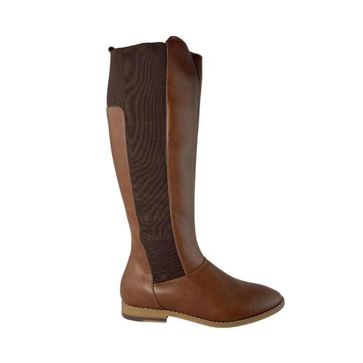 'Holly' vegan leather knee-high riding boot by Zette Shoes - cognac