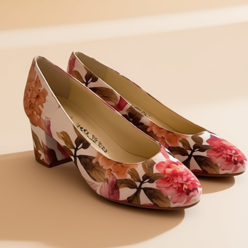 Women's low-heel in white floral pattern, EU 37