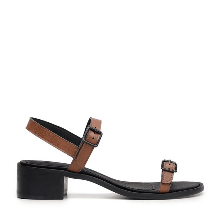'Lucia' vegan low-heel sandal by Ahimsa - cognac