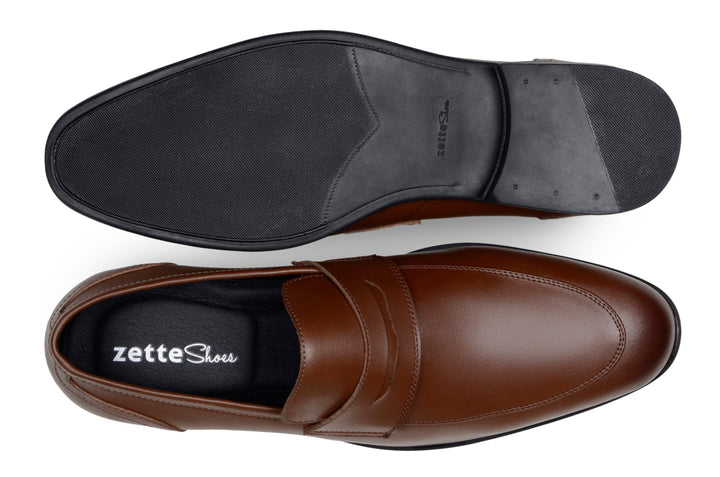 'Jean-Luc' men's classic loafer in vegan leather by Zette Shoes - cognac