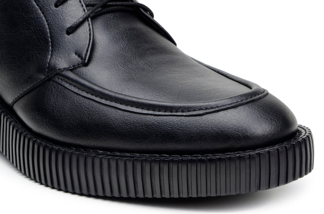 'Regis' men's creeper sole lace-up boot in vegan leather by Zette Shoes - black