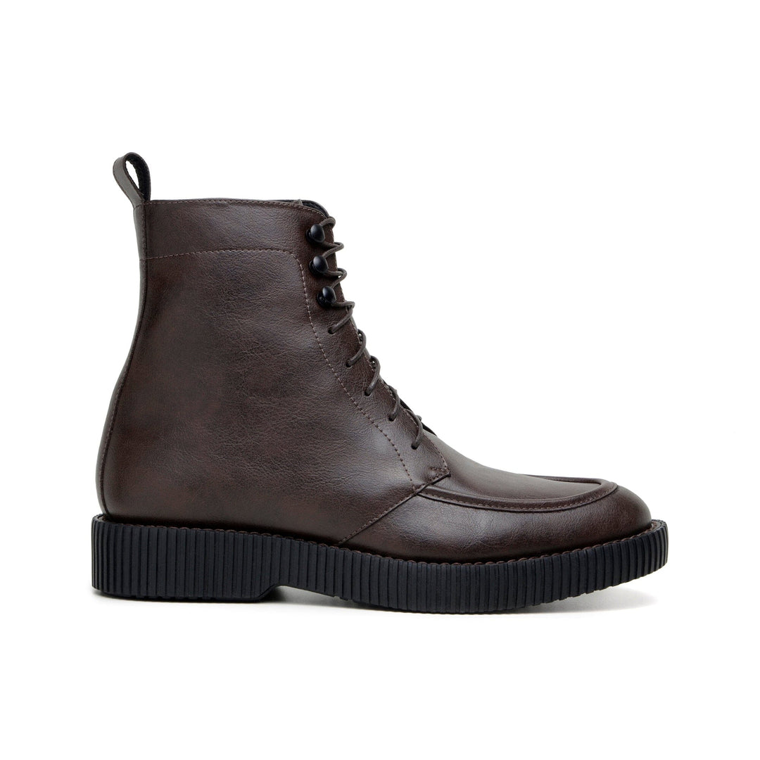 'Regis' men's creeper sole lace-up boot in vegan leather by Zette Shoes - espresso