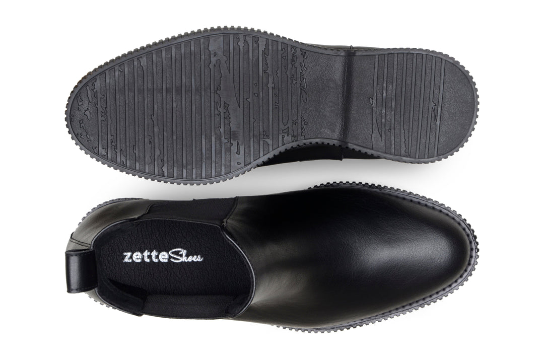 'Rafael' men's creeper sole chelsea boot in vegan leather by Zette Shoes - black