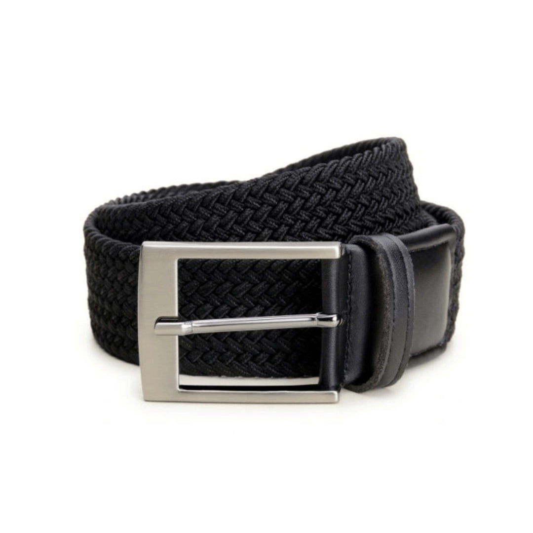 Elastic vegan braided belt by Ahimsa - black and navy