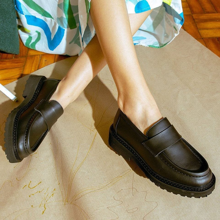 'Everyday Loafer' unisex vegan shoe with chunky sole by Ahimsa - black